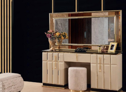 Makeup table dresser with mirror console dressers bedroom 2-piece set.
